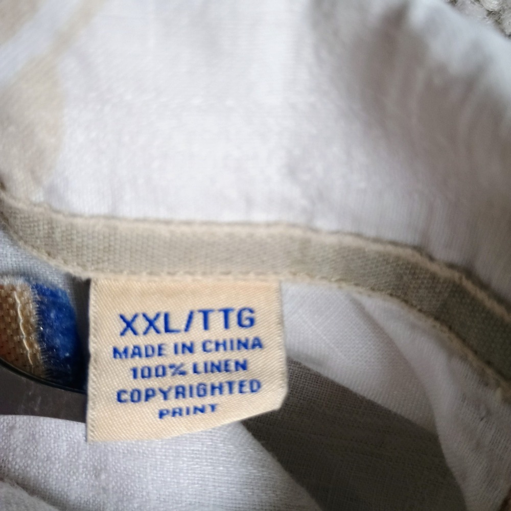 Tommy Bahama 100% Linen Shirt Mens XXL Bamboo Hawaiian Casual Short Sleeve Beige - Picture 8 of 14
